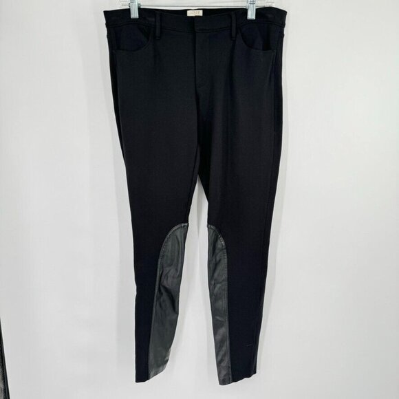 J Crew Gigi Pants faux Leather Trim Black Womens Size 12 Stretch equestrian - Picture 3 of 16